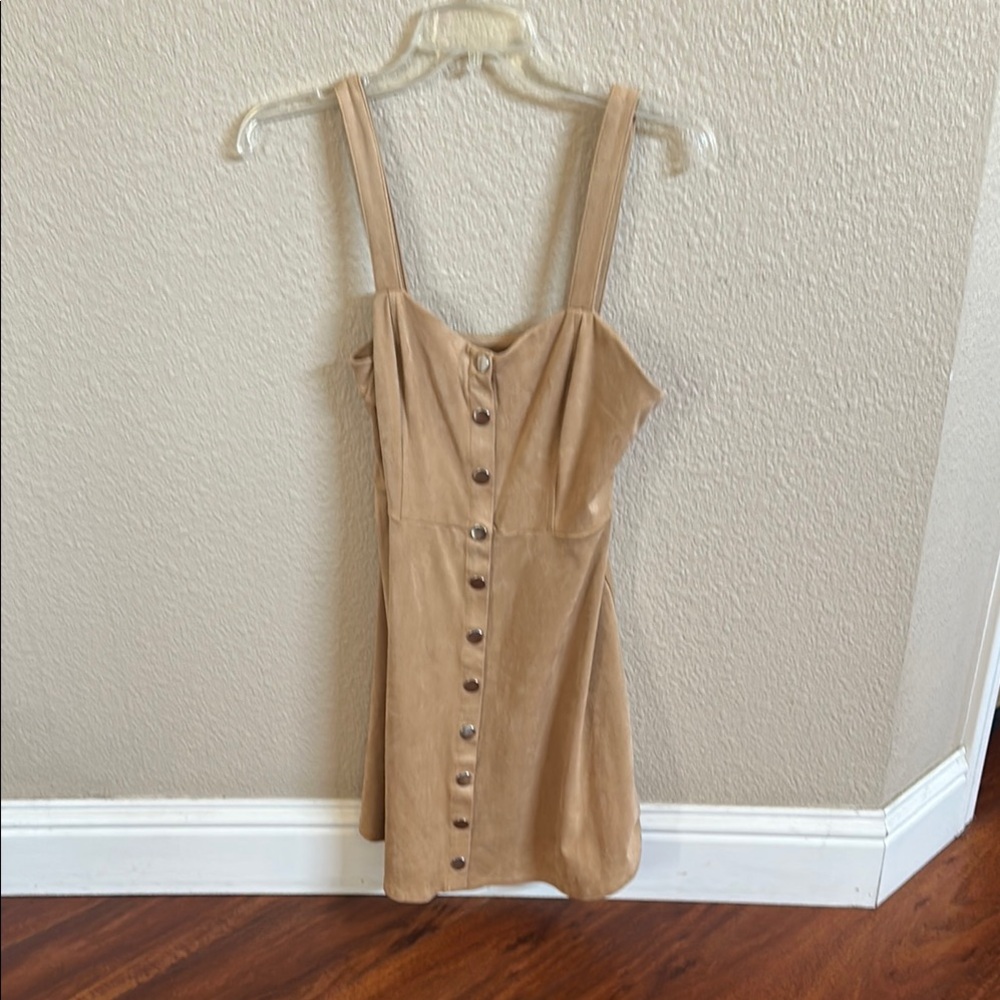 Elegant Tan Button-Down Dress